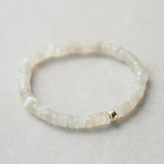 Soft Glow Moonstone Heishi Bracelet