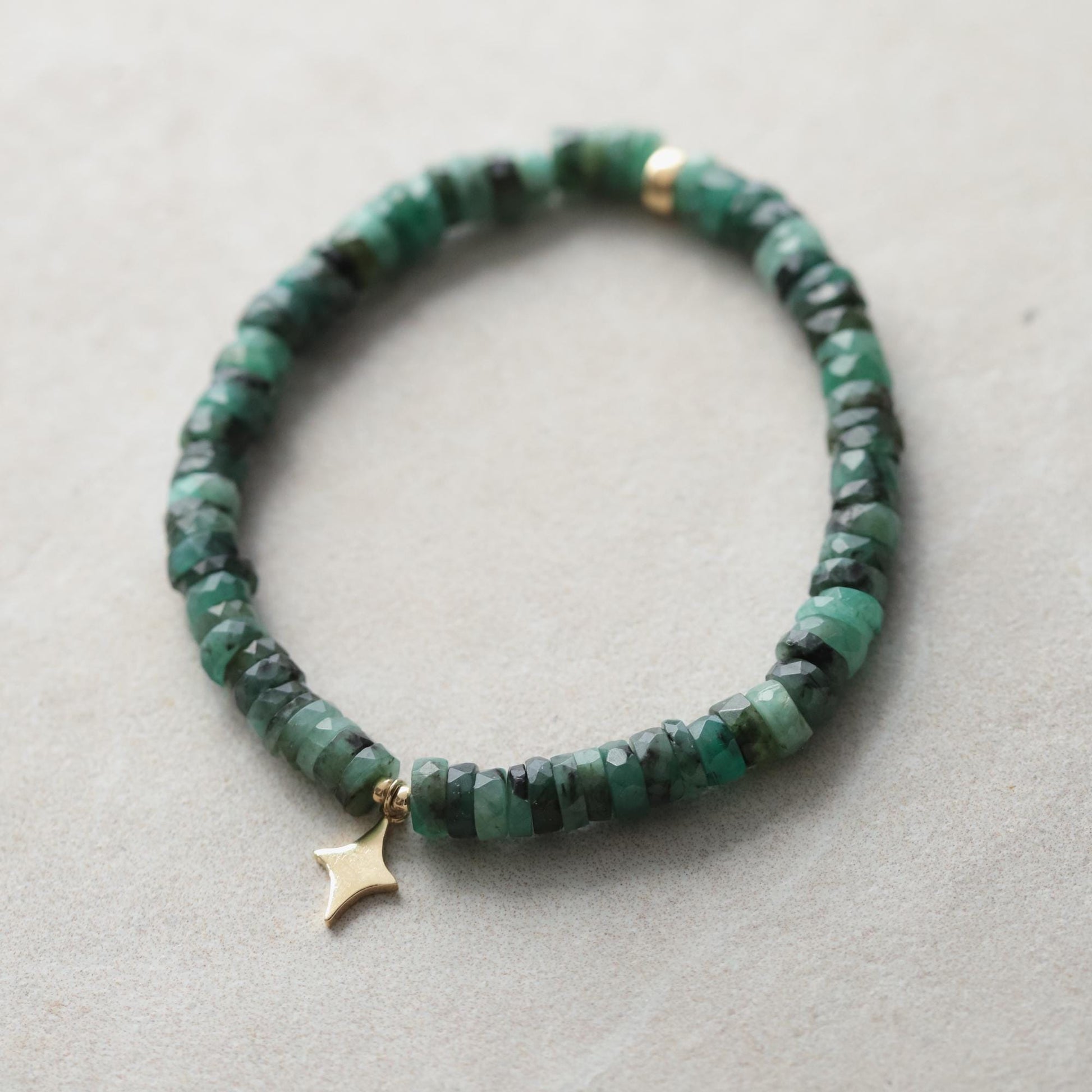 14K Emerald North Star Bracelet | Emerald bracelet [] | Emerald jewelry | Beaded emerald jewelry | Dainty Beaded Bracelet | *BSS