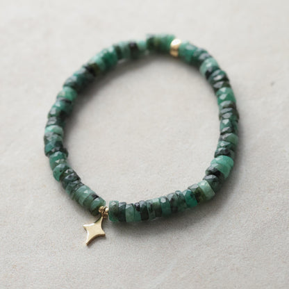 14K Emerald North Star Bracelet | Emerald bracelet [] | Emerald jewelry | Beaded emerald jewelry | Dainty Beaded Bracelet | *BSS