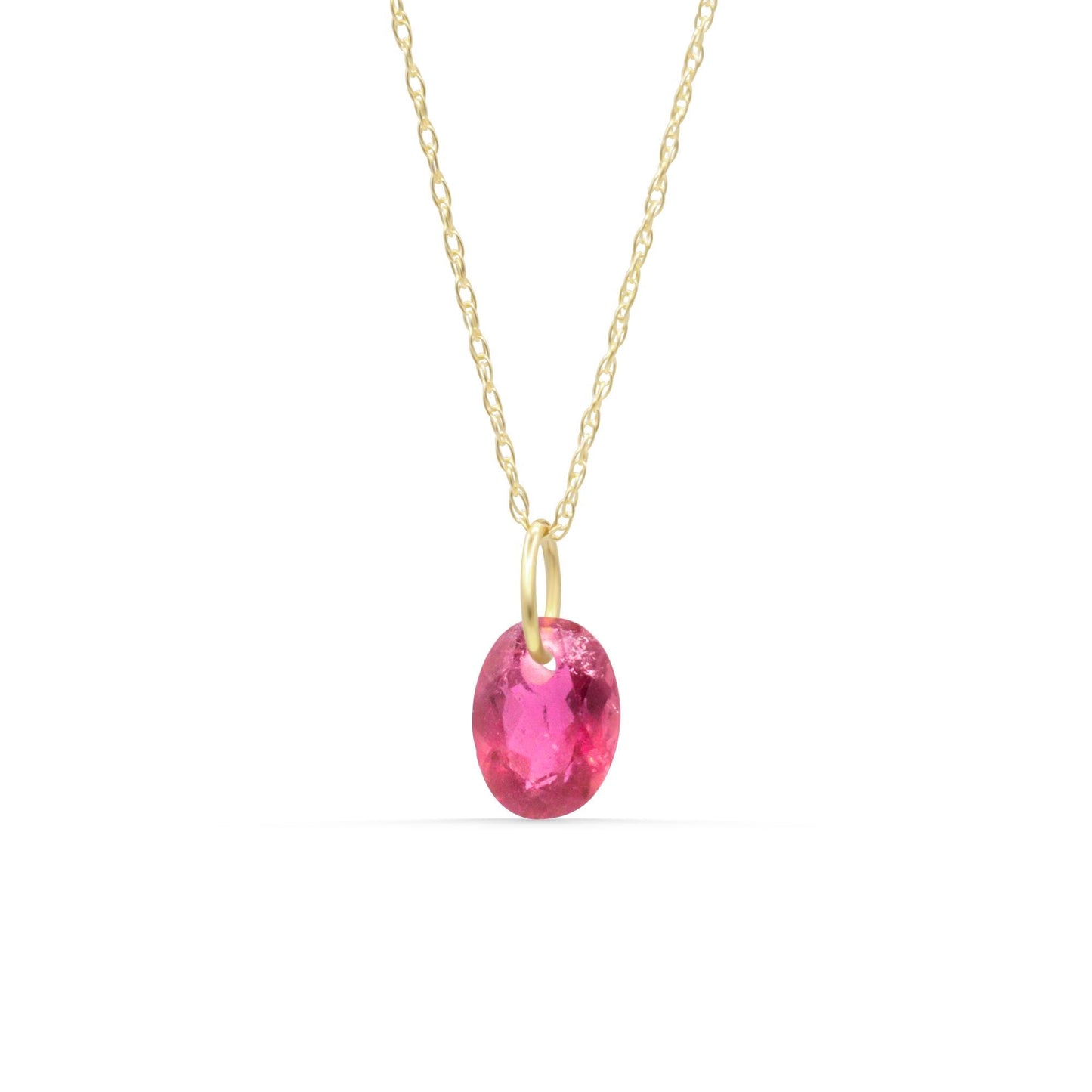 Pink Tourmaline Necklace Pendant - 14K