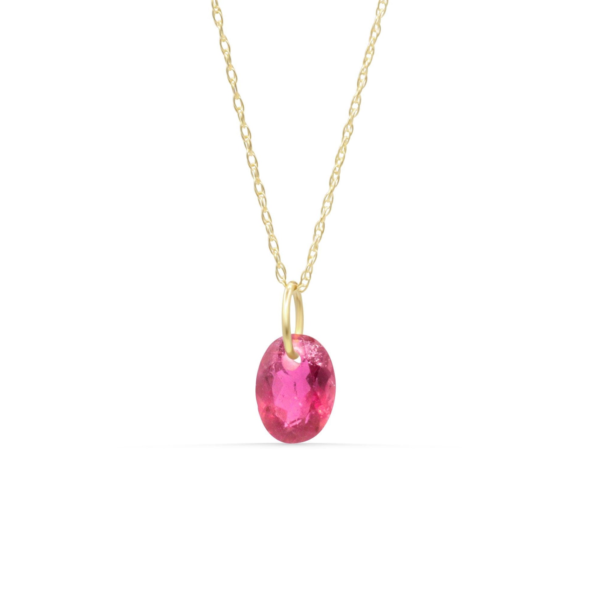 Pink Tourmaline Necklace Pendant - 14K