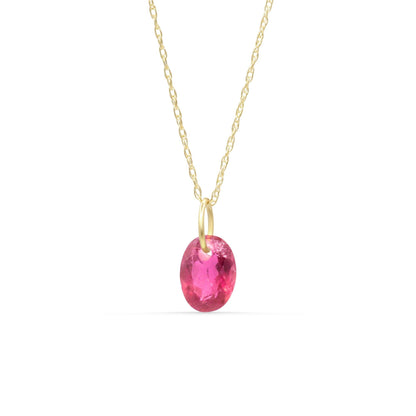 Pink Tourmaline Necklace Pendant - 14K