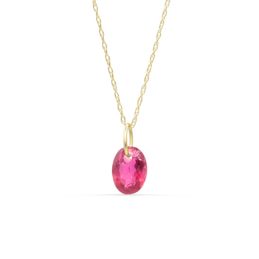 Pink Tourmaline Necklace Pendant - 14K