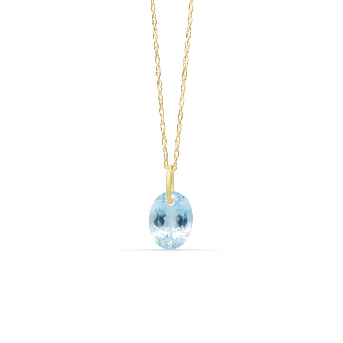 14K GOLD Aquamarine Pendant 14K Gold Jump Ring, Blue Gemstone Charm, Optional Gold Filled Chain, Dainty Layering Necklace, Handmade Canada
