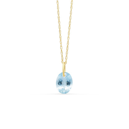 14K GOLD Aquamarine Pendant 14K Gold Jump Ring, Blue Gemstone Charm, Optional Gold Filled Chain, Dainty Layering Necklace, Handmade Canada