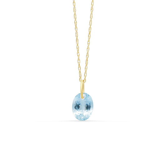 14K GOLD Aquamarine Pendant 14K Gold Jump Ring, Blue Gemstone Charm, Optional Gold Filled Chain, Dainty Layering Necklace, Handmade Canada