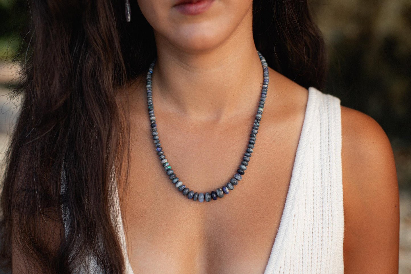 14K gold Australian Opal Necklace Gold, Heishi Opal Necklace, Smooth Opal, Gemstone Necklace, One of a Kind