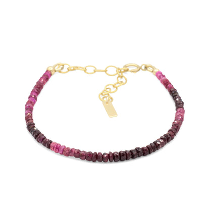 Deep love Ombre Ruby bracelet | Delicate ruby Bracelet Gold filled. Dainty [DIP] Beaded ombre ruby Bracelet, ruby jewelry | Pink ruby, Ruby