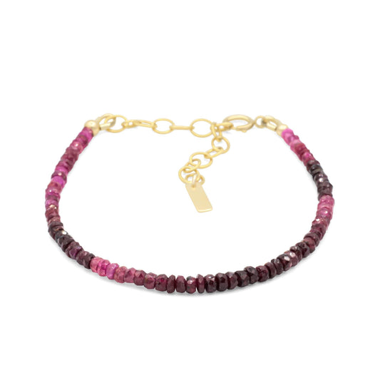 Deep love Ombre Ruby bracelet | Delicate ruby Bracelet Gold filled. Dainty [DIP] Beaded ombre ruby Bracelet, ruby jewelry | Pink ruby, Ruby