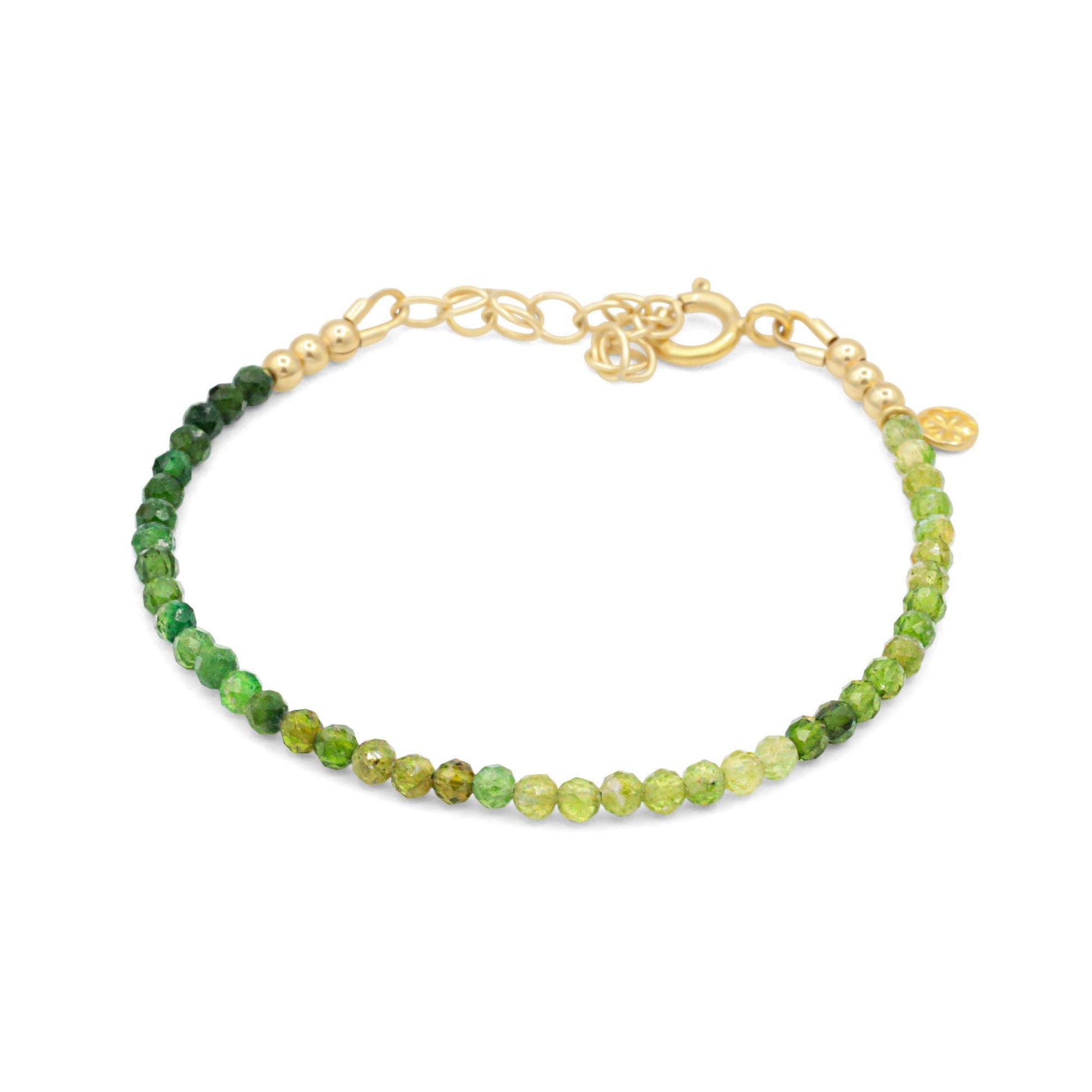 Green Tourmaline Tiny Gemstone Bracelet | Green tourmaline [DIP] | Faceted 3mm stones | dainty green tourmaline bracelet