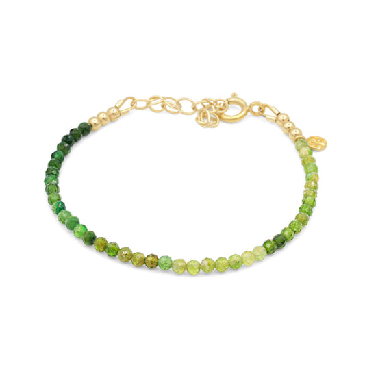 Green Tourmaline Tiny Gemstone Bracelet | Green tourmaline [DIP] | Faceted 3mm stones | dainty green tourmaline bracelet