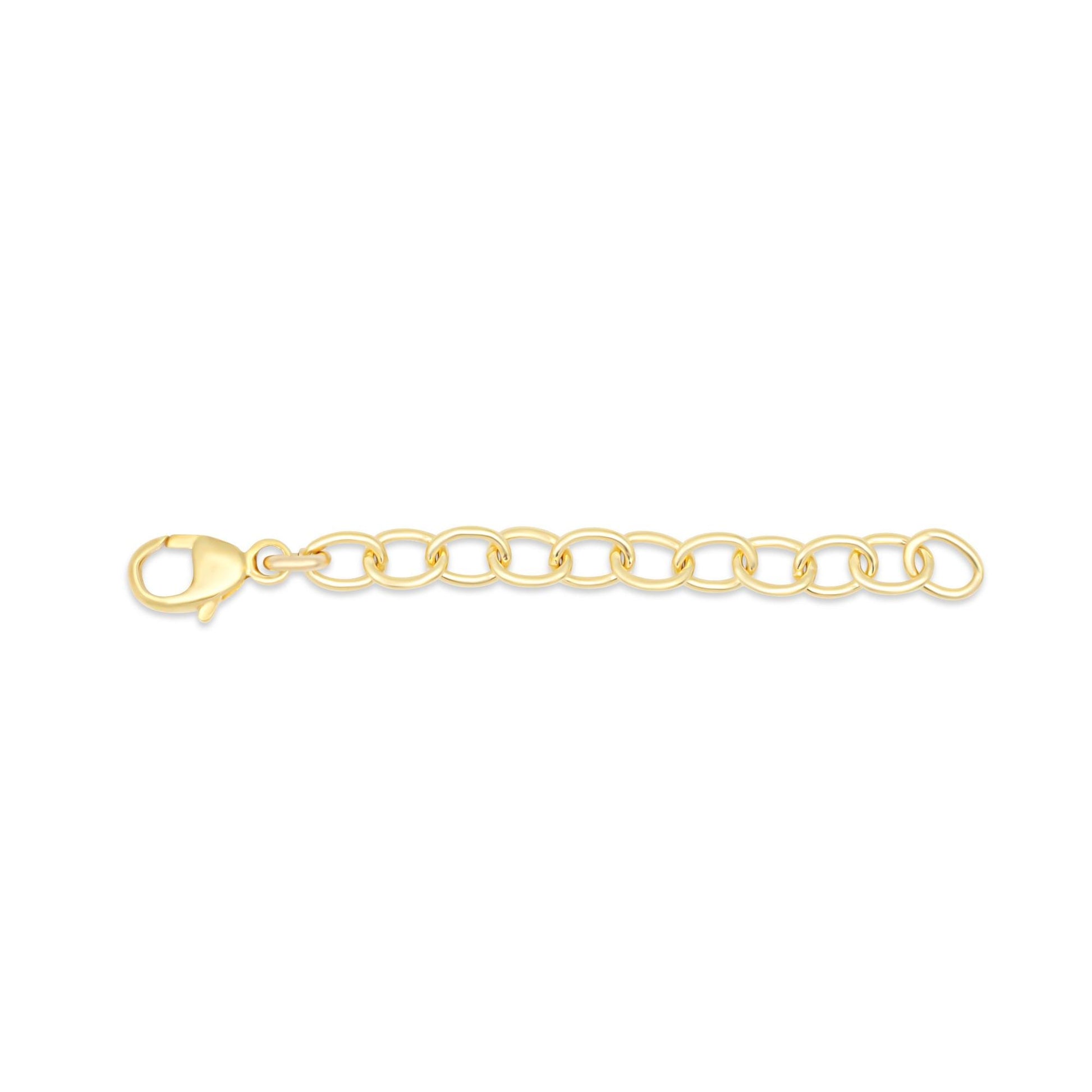 14K gold filled lobster clasp necklace extender by Earthly Abundance, showing a close-up of the extender hook and chain.
