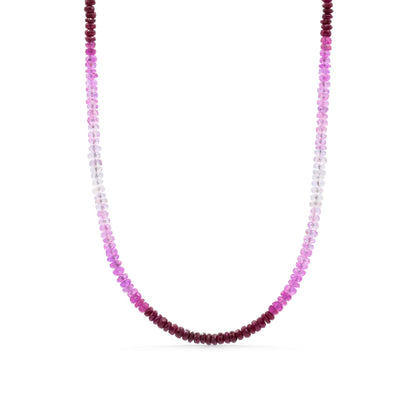 Ombre ruby necklace | July birthstone necklace | dainty ruby jewelry | Ombre beaded jewelry | genuine ruby beaded necklace