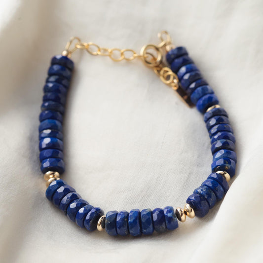 Lapis Lazuli Jewelry • Adjustable Gemstone Bracelet • Genuine Blue Lapis Bracelet • Layering Bracelet