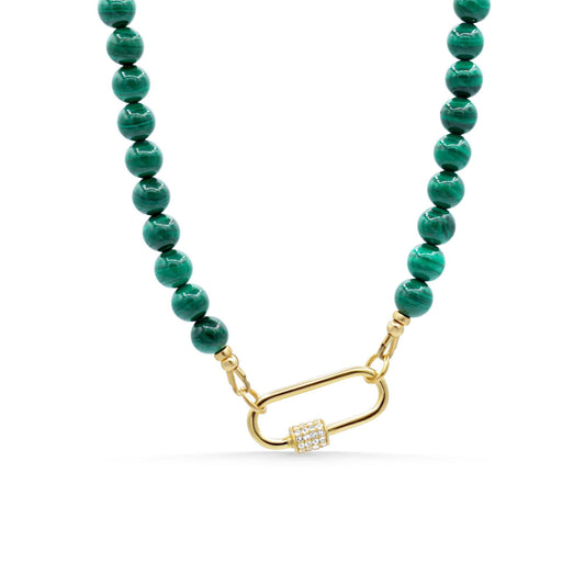 Malachite carabiner necklace 6mm