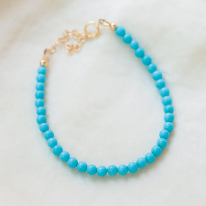 14K GOLD Turquoise Bracelet, All Natural Sleeping Beauty Turquoise Bracelet, Sleeping Beauty Turquoise Jewelry, December