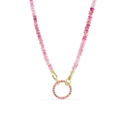 Fuchsia Muse Necklace Pink Tourmaline Carabiner necklace | AAA+ Pink Tourmaline necklace | [DIP] Pink gemstone necklace | pink tourmaline