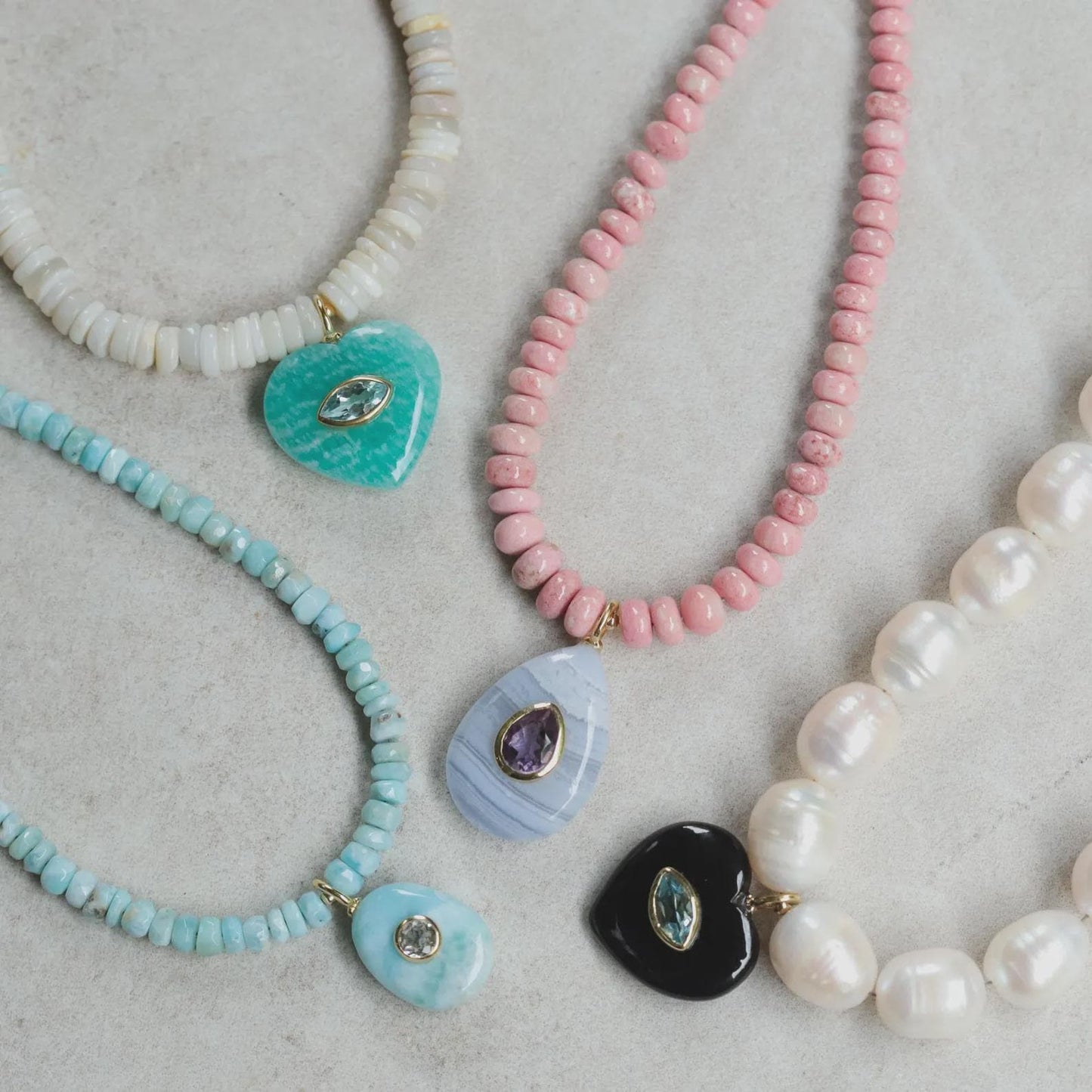 Caribbean Light Necklace Dominican larimar Necklace, [dip] larimar beaded jewelry, Larimar