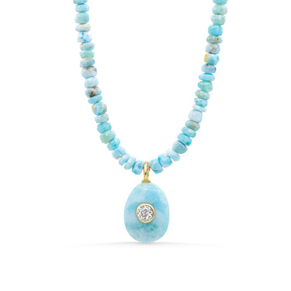 Caribbean Light Necklace Dominican larimar Necklace, [dip] larimar beaded jewelry, Larimar