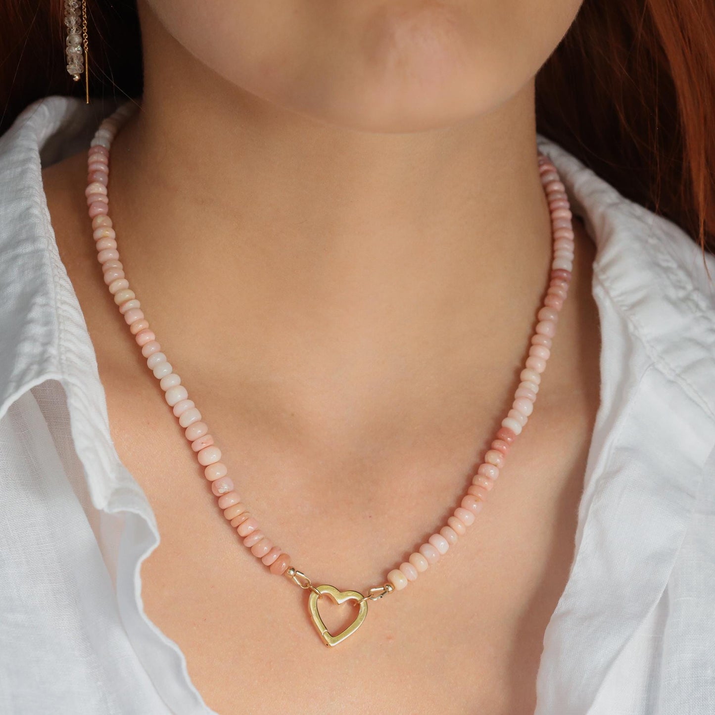 Pink opal Carabiner Necklace