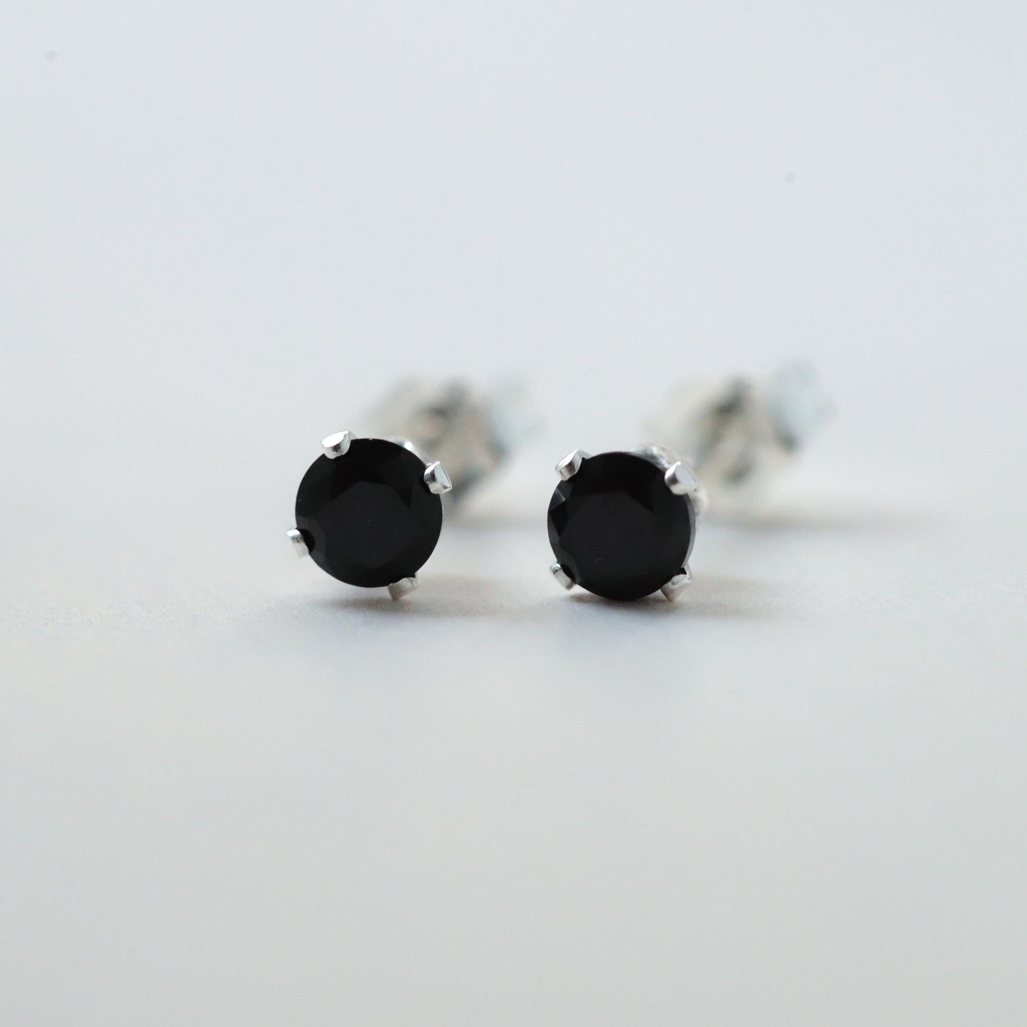 Black Spinel Stud Earrings – Genuine Black Spinel Earrings, Sterling Silver, 14K Gold Filled or Solid Gold Studs, Minimalist Black Gemstone