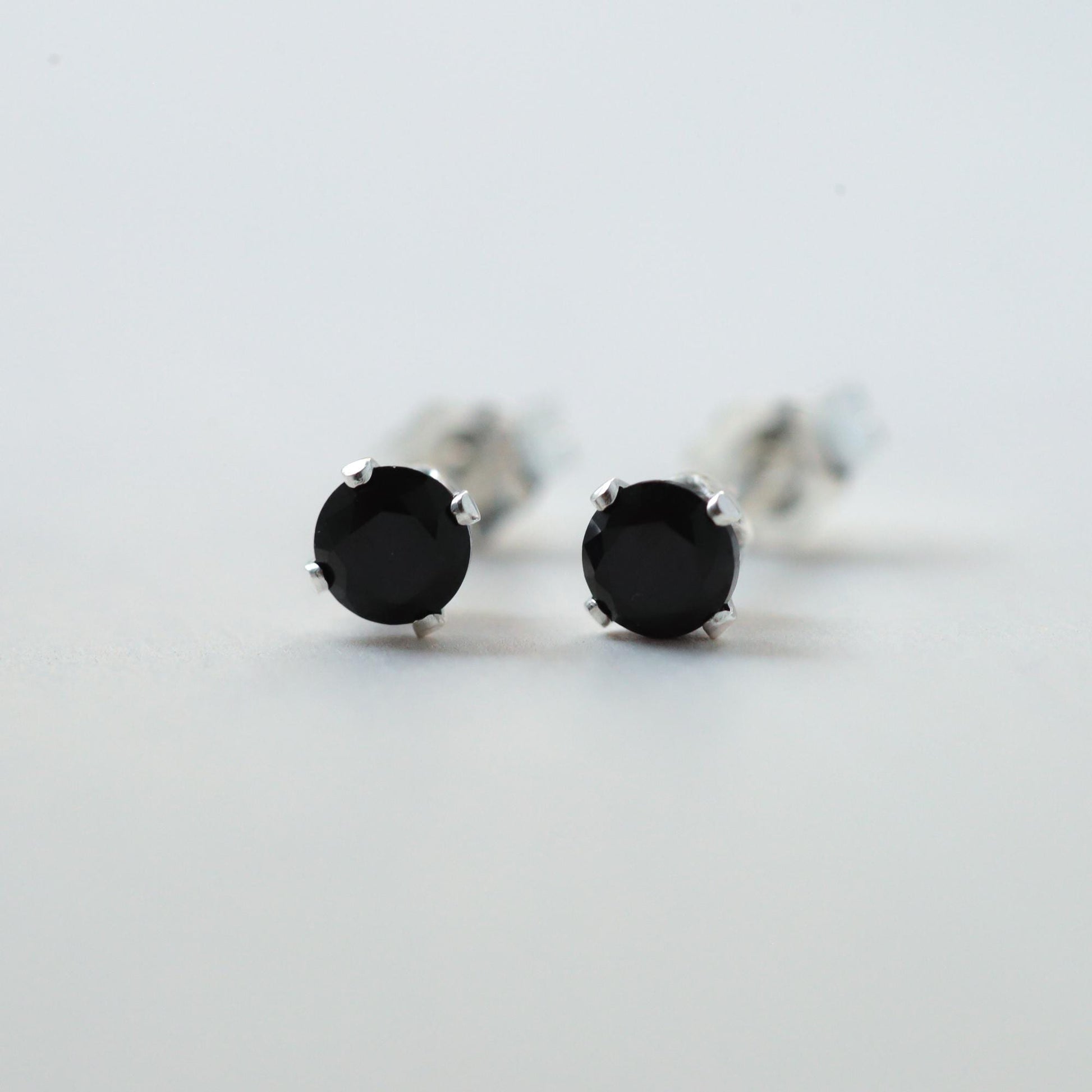 Black Spinel Stud Earrings – Genuine Black Spinel Earrings, Sterling Silver, 14K Gold Filled or Solid Gold Studs, Minimalist Black Gemstone