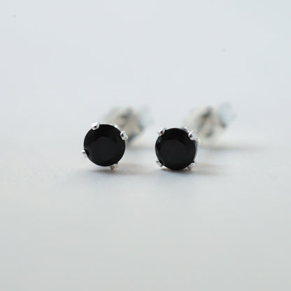 Black Spinel Stud Earrings – Genuine Black Spinel Earrings, Sterling Silver, 14K Gold Filled or Solid Gold Studs, Minimalist Black Gemstone