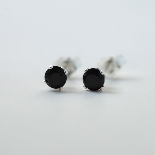 Black Spinel Stud Earrings – Genuine Black Spinel Earrings, Sterling Silver, 14K Gold Filled or Solid Gold Studs, Minimalist Black Gemstone