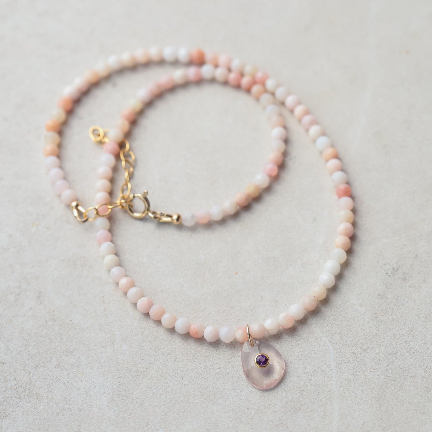Blush Oracle Necklace | Pink Opal necklace | large pink opal beaded necklace, pink opal choker, pink opal jewelry [dip], October