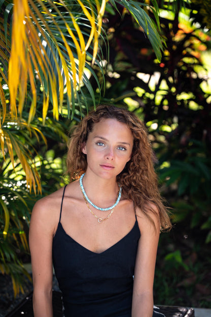 Larimar Necklace Solid Gold • Genuine Dominican Larimar Necklace • Ocean Blue Gemstone Jewelry • OOAK Necklace
