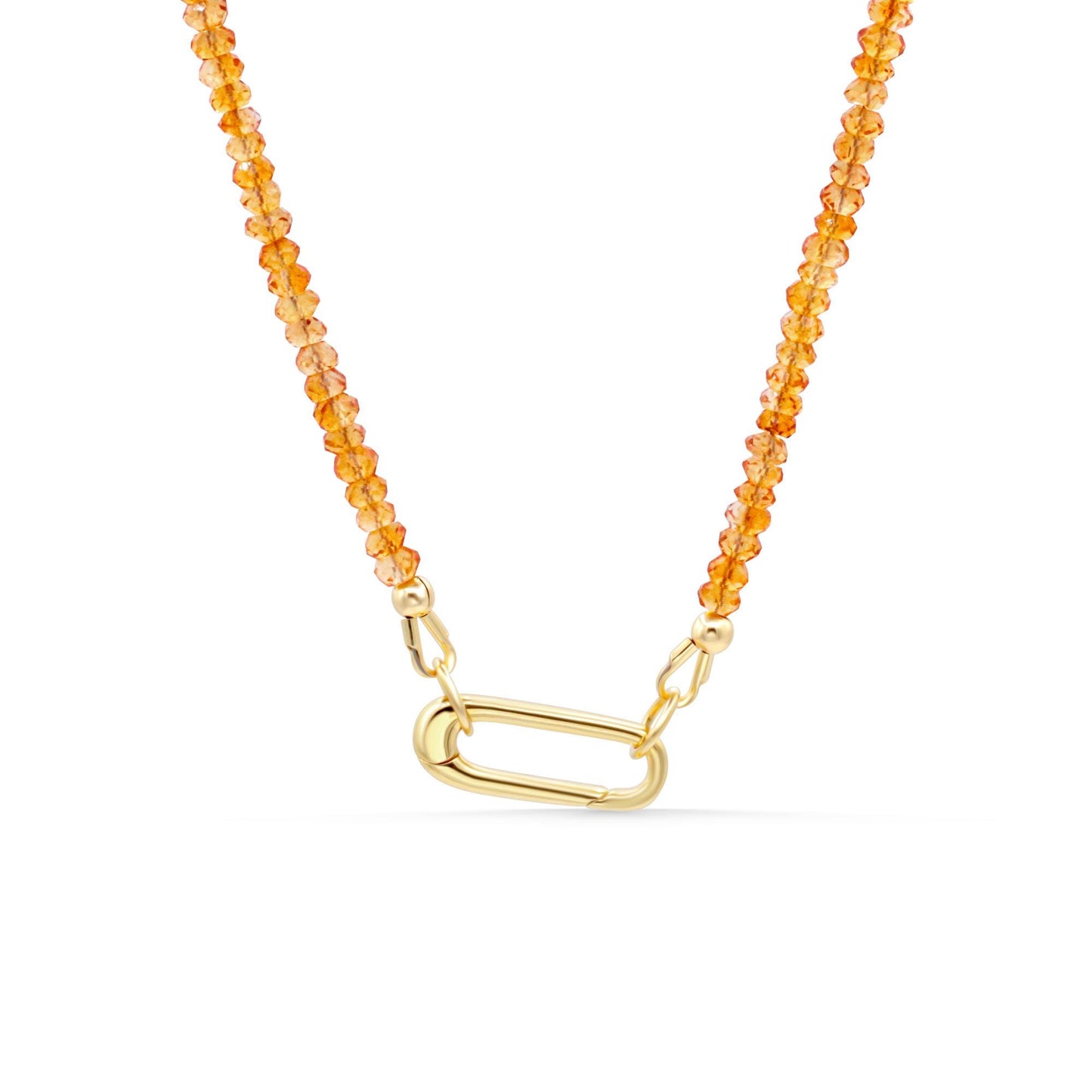 Citrine Necklace with Rectangle Carabiner
