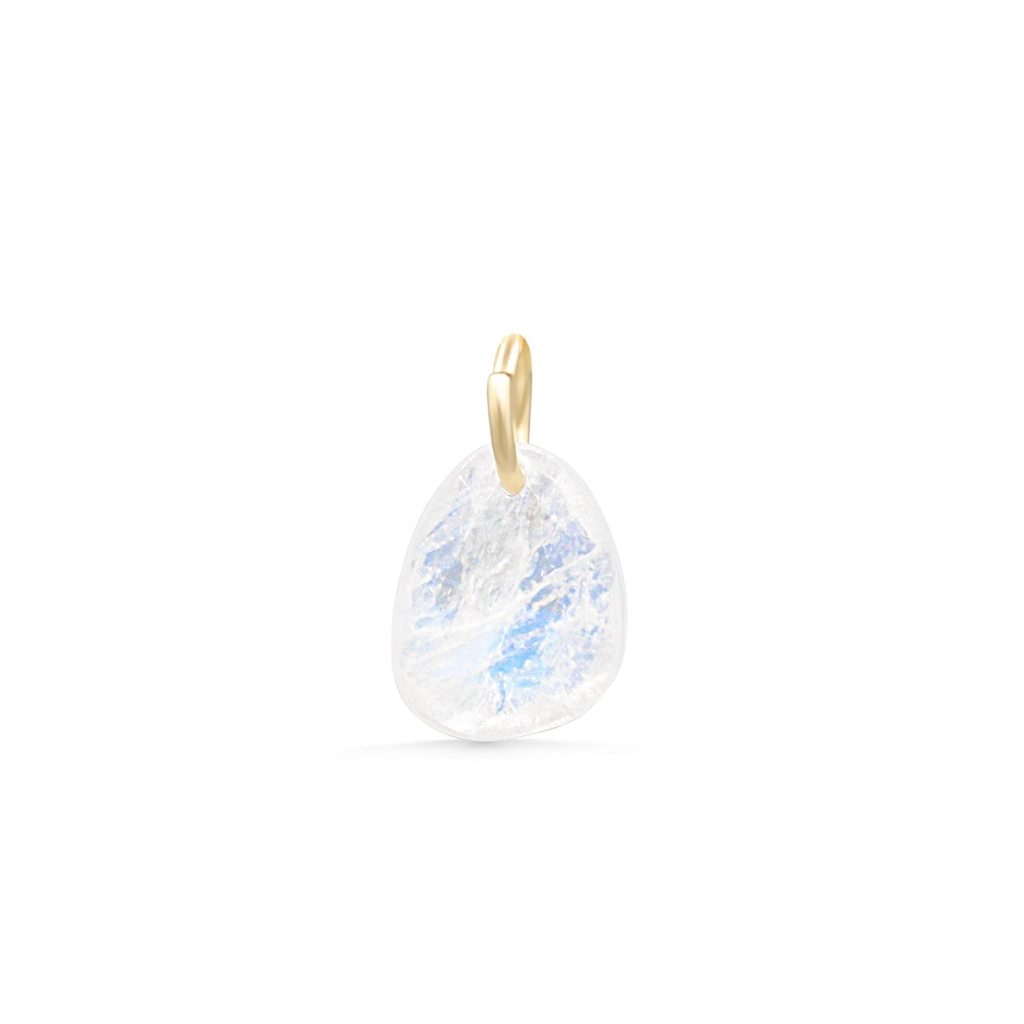 Rainbow Moonstone pendant necklace with 14K gold setting, featuring a smooth, oval-shaped moonstone gemstone on a delicate chain.