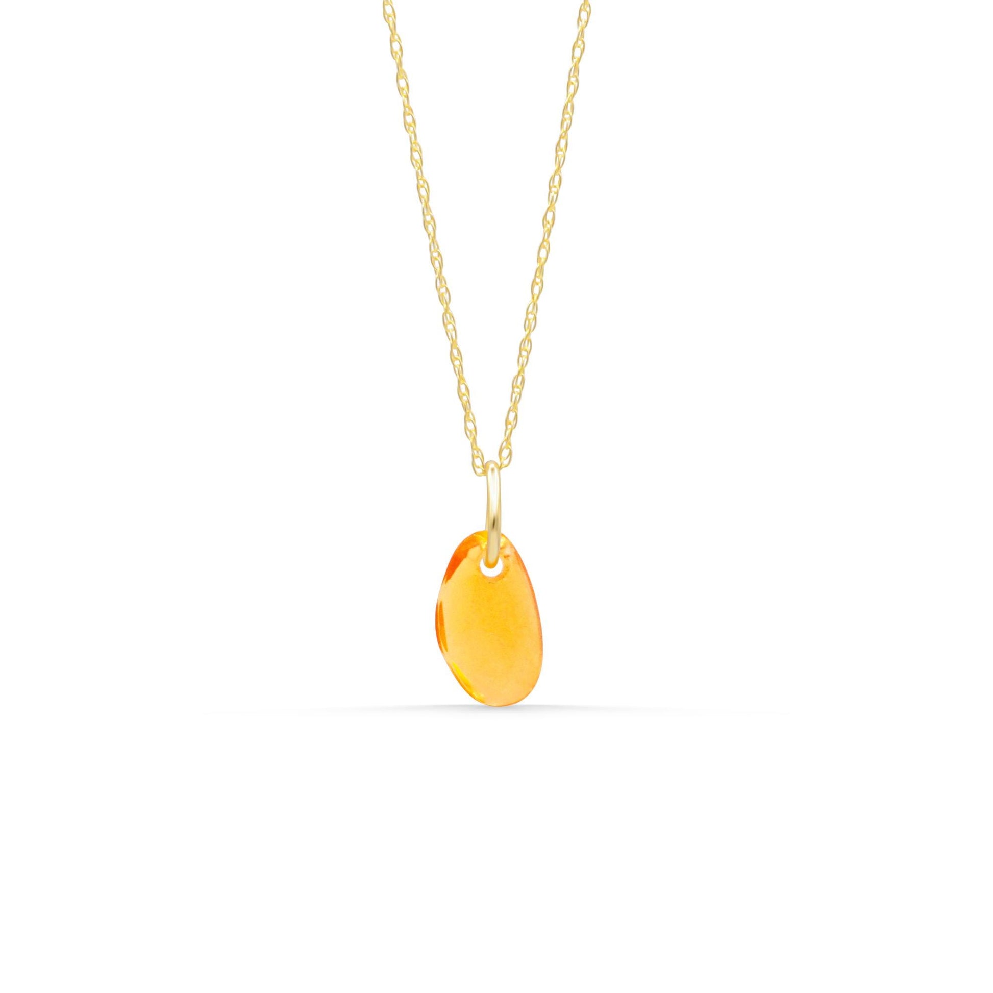 Mexican Fire Opal Pendant • Genuine Fire Opal Necklace • Solid 14K Gold • Fire Opal Charm • Handmade in Canada