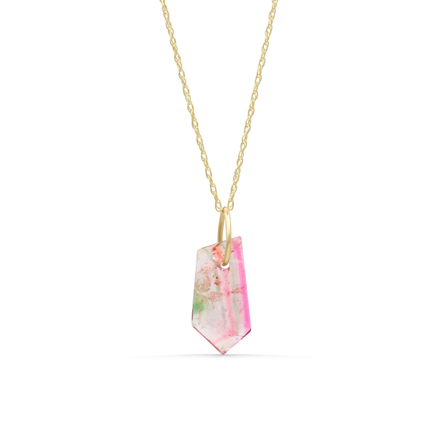 Bi-Colour Tourmaline Slice Necklace, Pink Green Tourmaline Pendant, One of a Kind Tourmaline Necklace, 14K Gold Filled Gemstone Jewelry