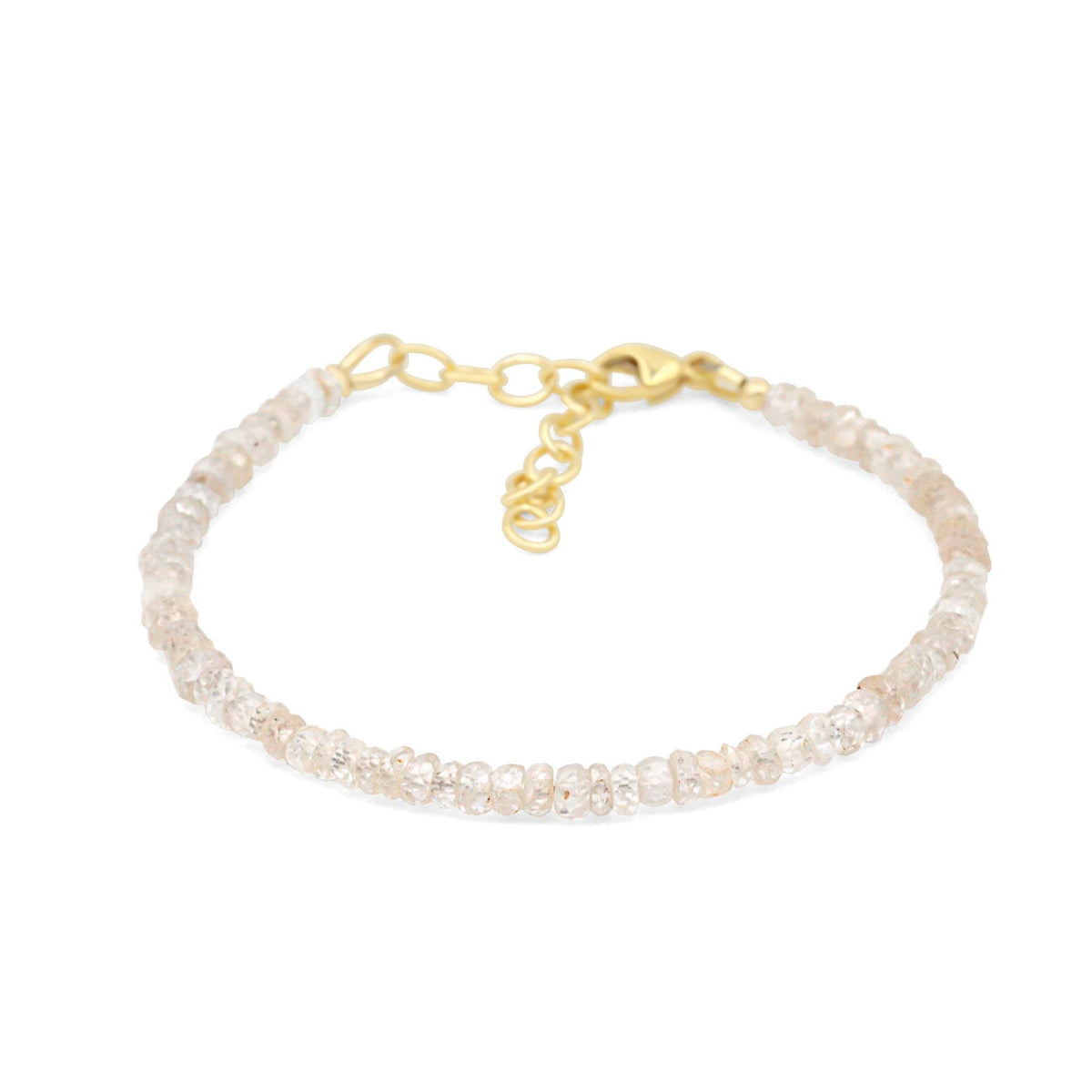 Natural zircon bracelet featuring sparkling zircon stones on a delicate silver chain, crafted by Earthly Abundance.