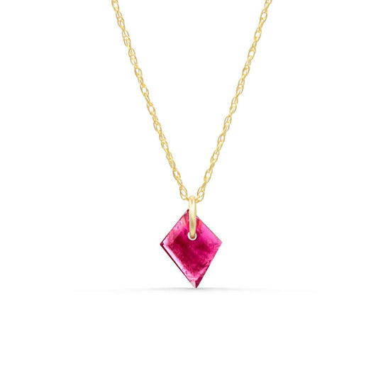 Pink Tourmaline Slice Necklace • Solid 14K Gold • Genuine Pink Tourmaline Pendant • Tiny Gemstone Necklace • Handmade in Canada