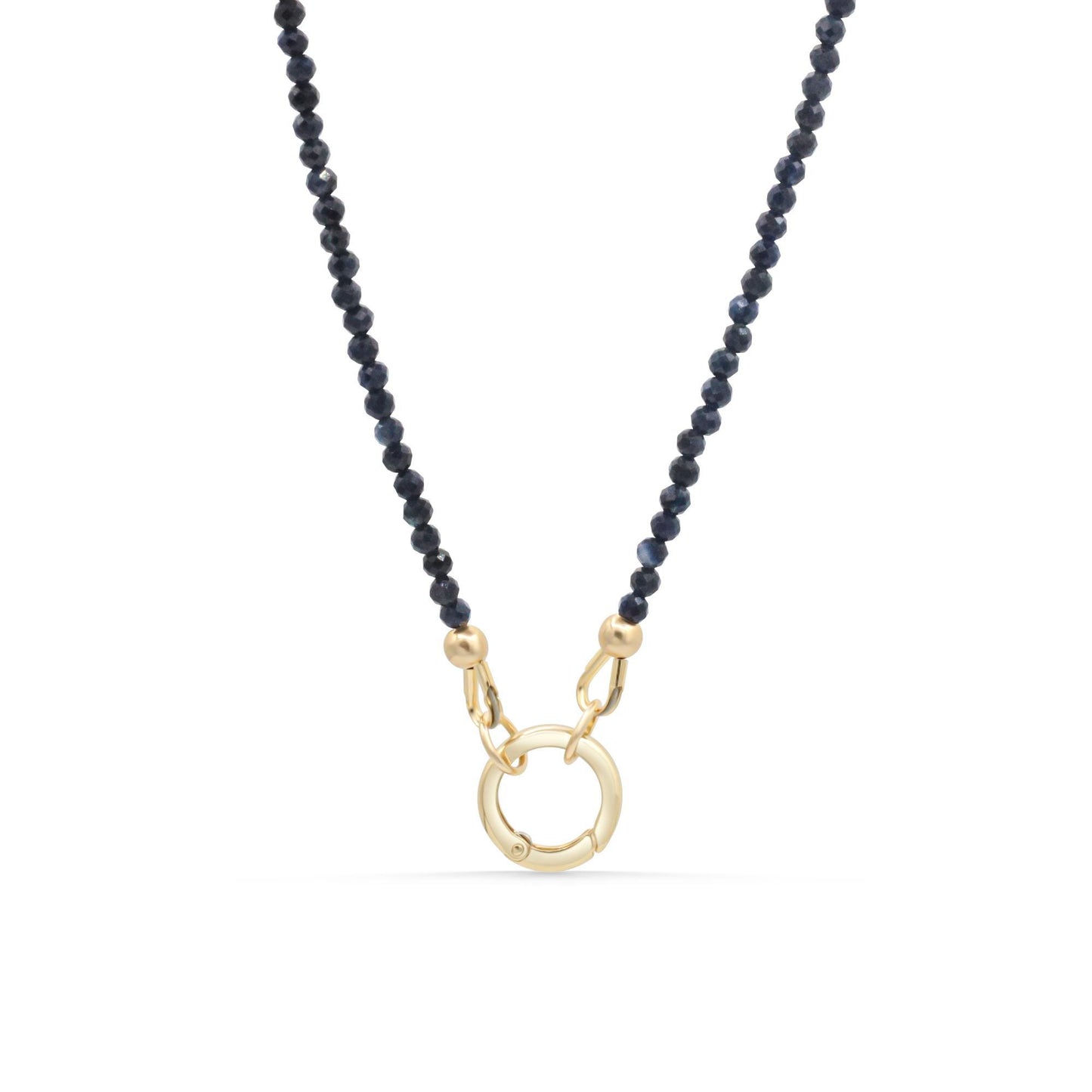 Blue Sapphire Carabiner Necklace - 14K
