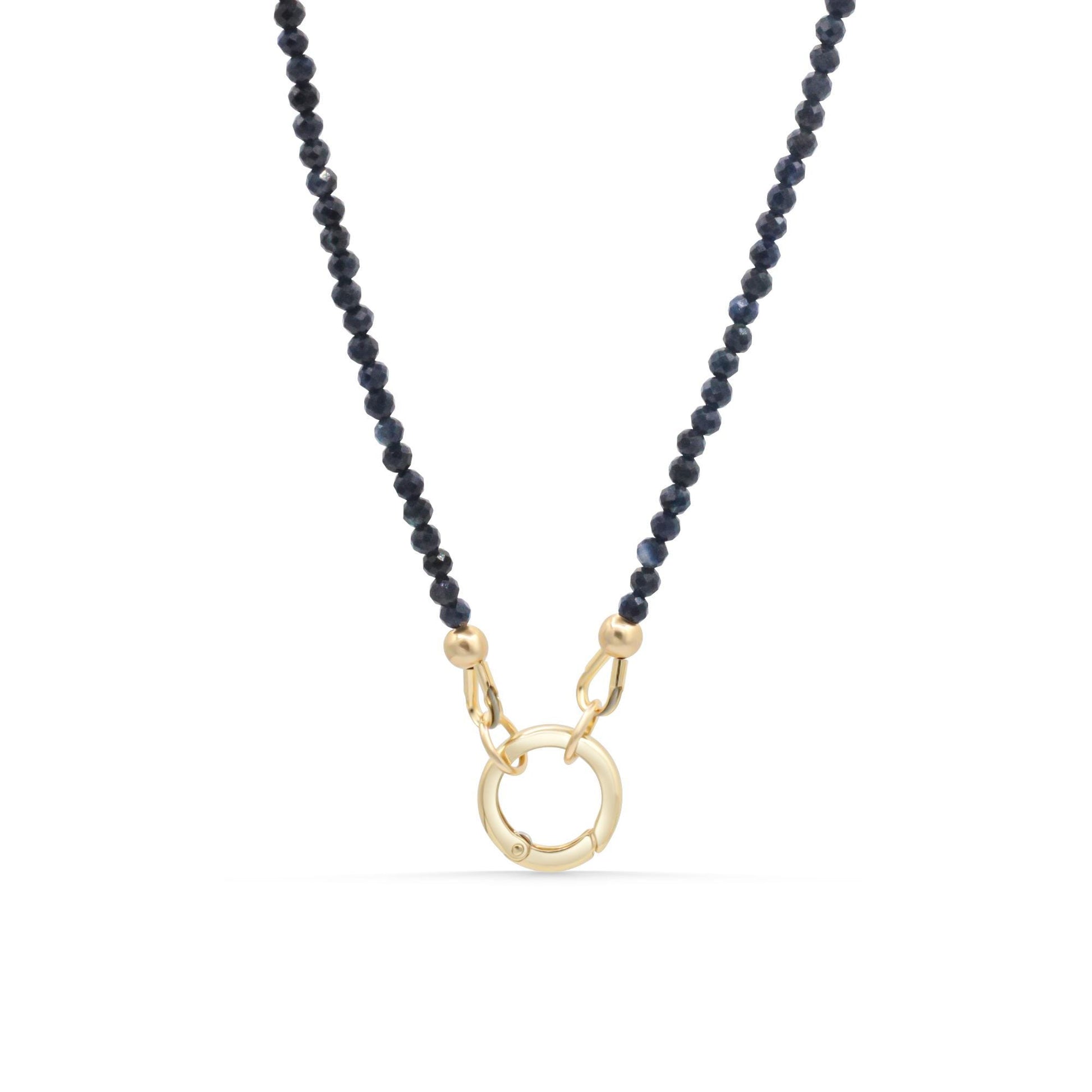Blue Sapphire Carabiner Necklace - 14K