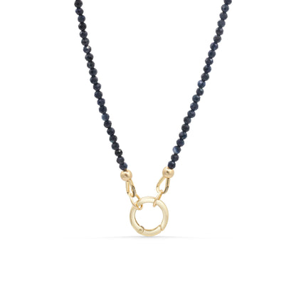 14K GOLD Blue Sapphire carabiner necklace Necklace [ENBM1694] | Women's Gemstone Choker Necklace | Faceted Blue Sapphire | September