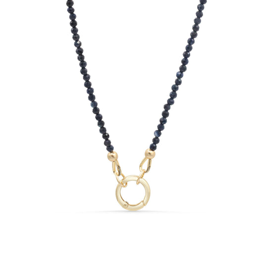 Blue Sapphire Carabiner Necklace -14K