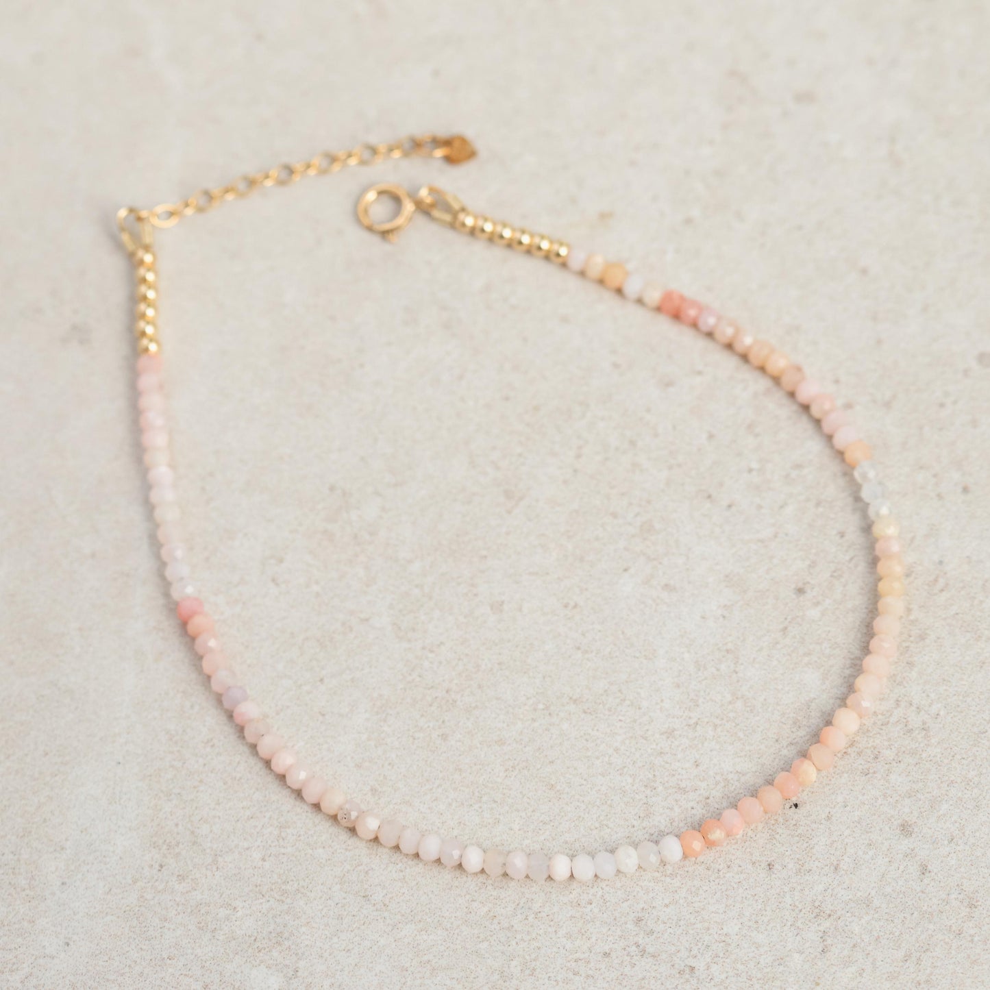 Pink opal anklet | Beaded Pink Opal ankle bracelet | [DIP] women's gemstone anklet | delicate opal anklet | Beachy pink anklet