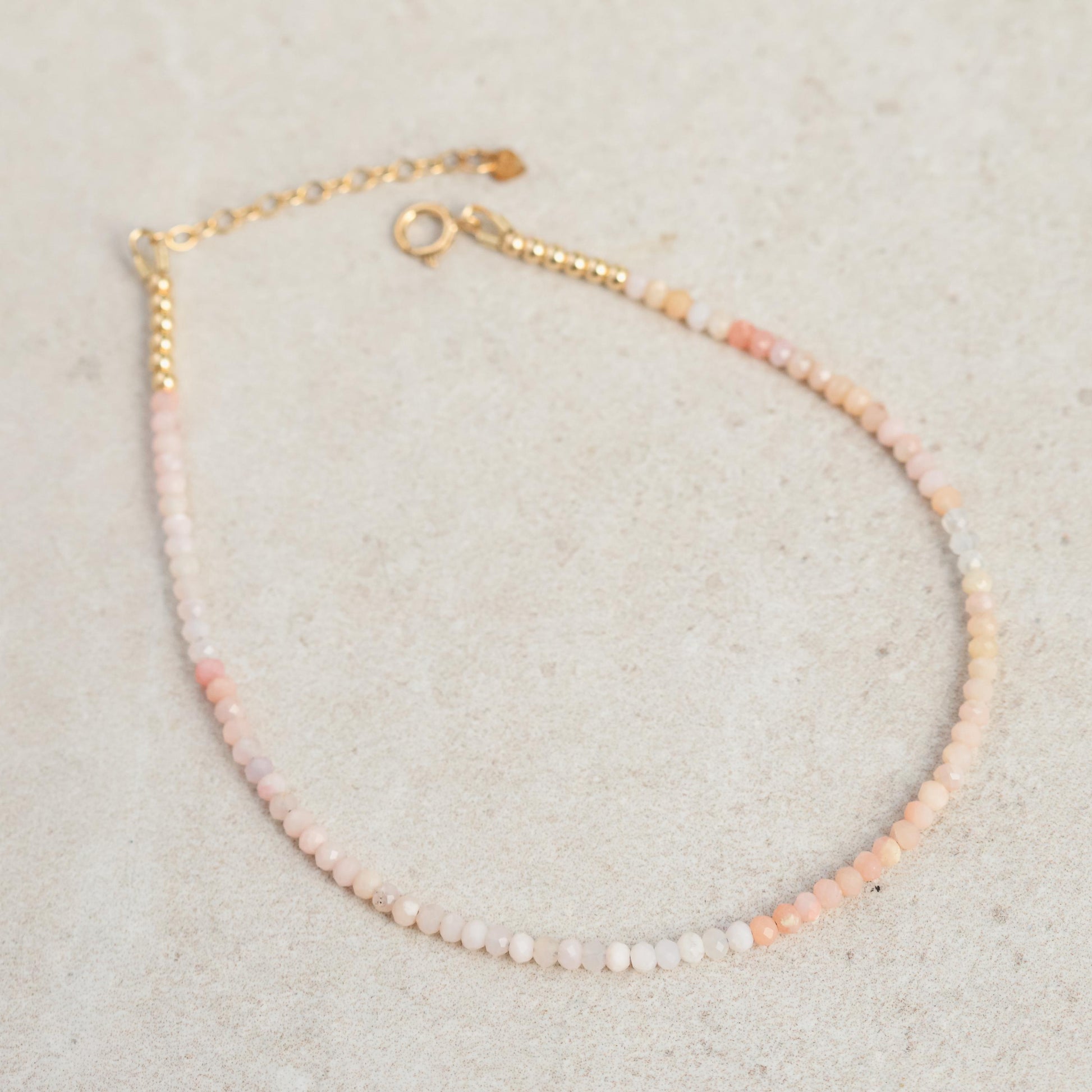 Pink opal anklet | Beaded Pink Opal ankle bracelet | [DIP] women's gemstone anklet | delicate opal anklet | Beachy pink anklet