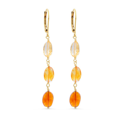Citrine Drop Earrings • Genuine Citrine Earrings • Gold Filled Earrings • Wire Wrapped Gemstone Earrings • Handmade in Canada