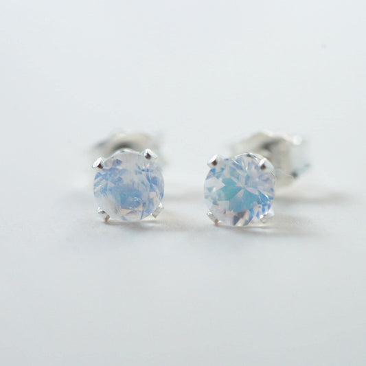 Rainbow Moonstone Stud Earrings