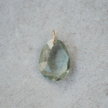 Green Amethyst Pendant • Genuine Green Amethyst Necklace • Solid 14K Gold • Green Quartz Charm • Handmade in Canada