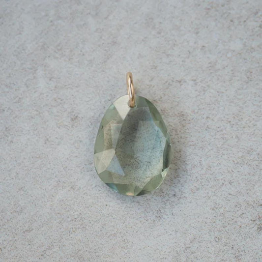 Green Amethyst Pendant • Genuine Green Amethyst Necklace • Solid 14K Gold • Green Quartz Charm • Handmade in Canada