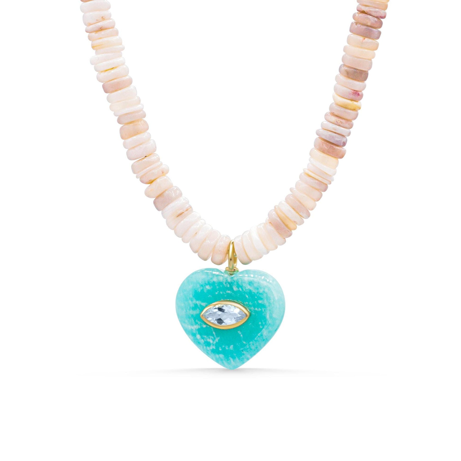 Cosmic Tide Necklace with Australian Opal, Amazonite and blue topaz