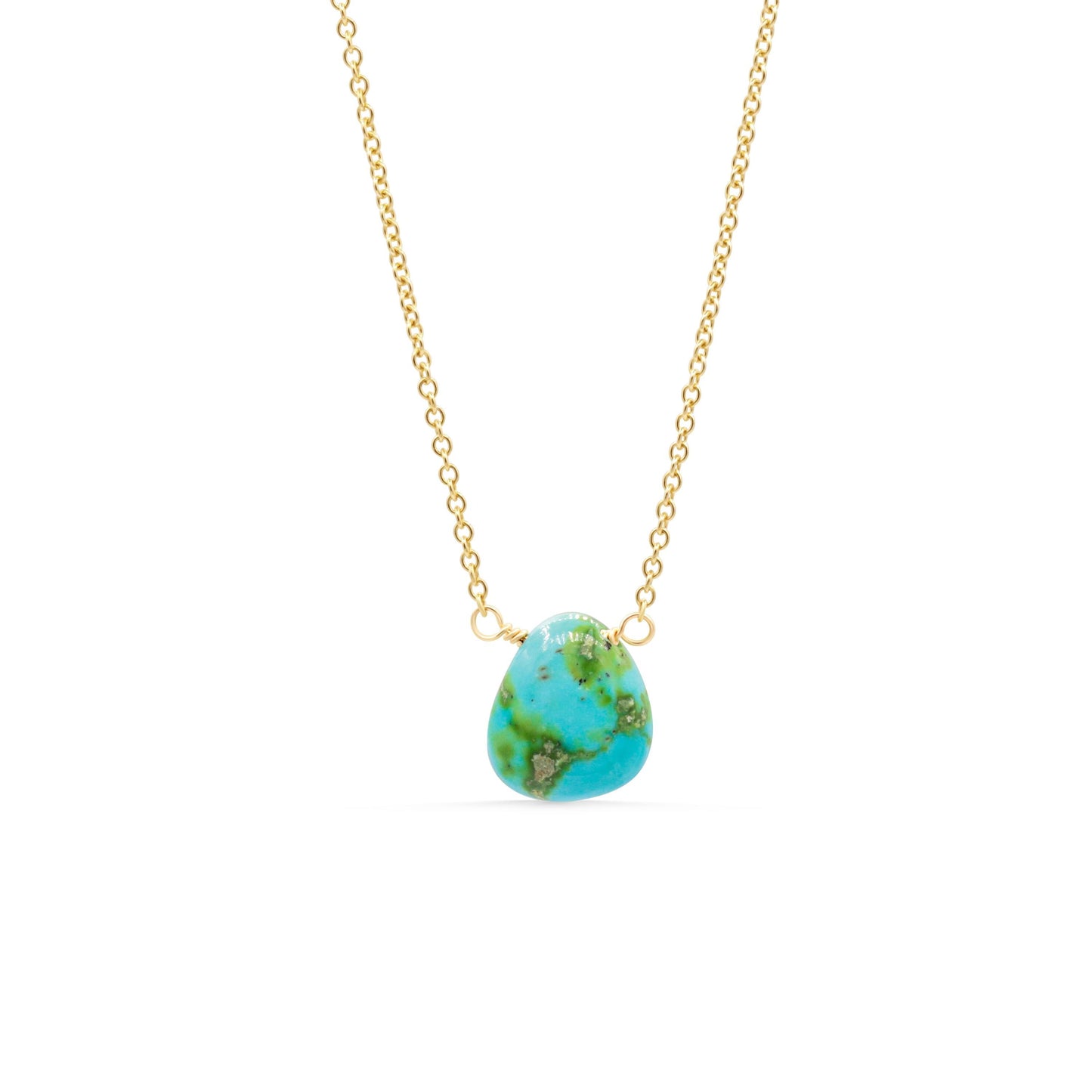 The Nomad Pendant - Turquoise Pendant Necklace – Genuine Turquoise Necklace, Wire Wrapped Gold Filled Chain, Organic Turquoise Jewelry