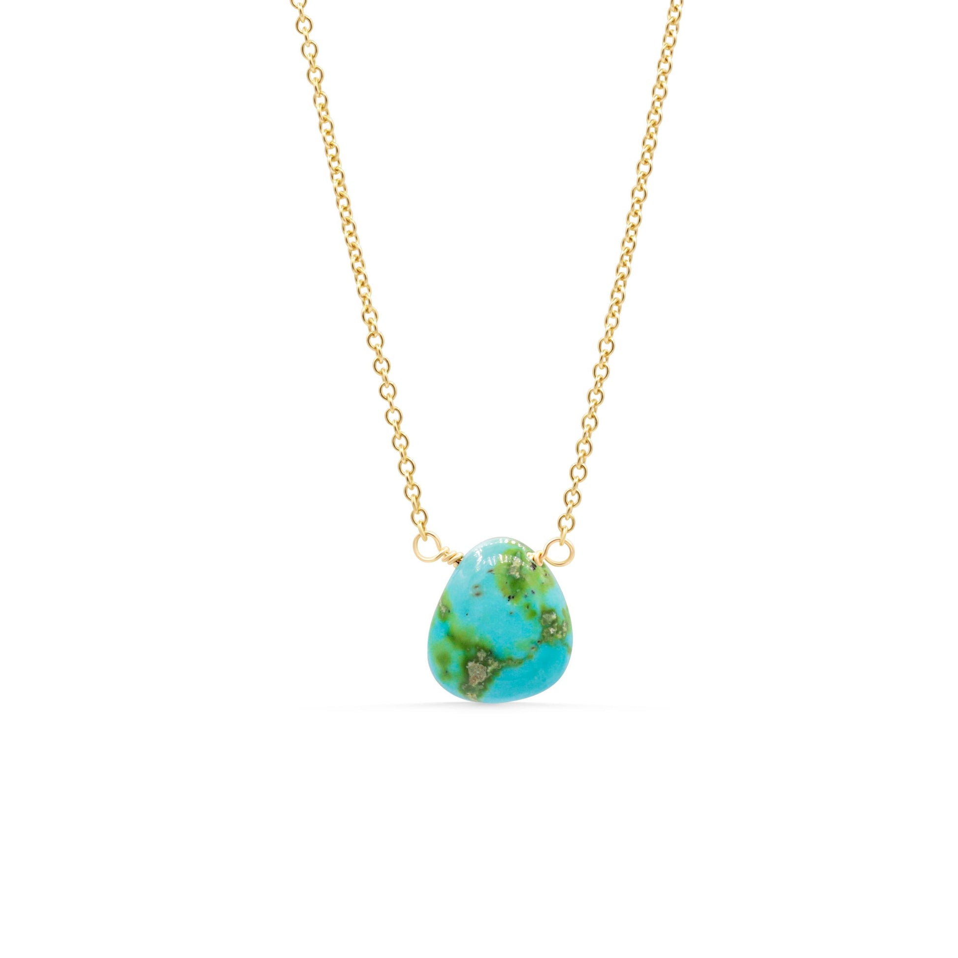 The Nomad Pendant - Turquoise Pendant Necklace – Genuine Turquoise Necklace, Wire Wrapped Gold Filled Chain, Organic Turquoise Jewelry