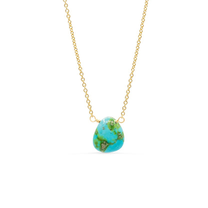 The Nomad Pendant - Turquoise Pendant Necklace – Genuine Turquoise Necklace, Wire Wrapped Gold Filled Chain, Organic Turquoise Jewelry